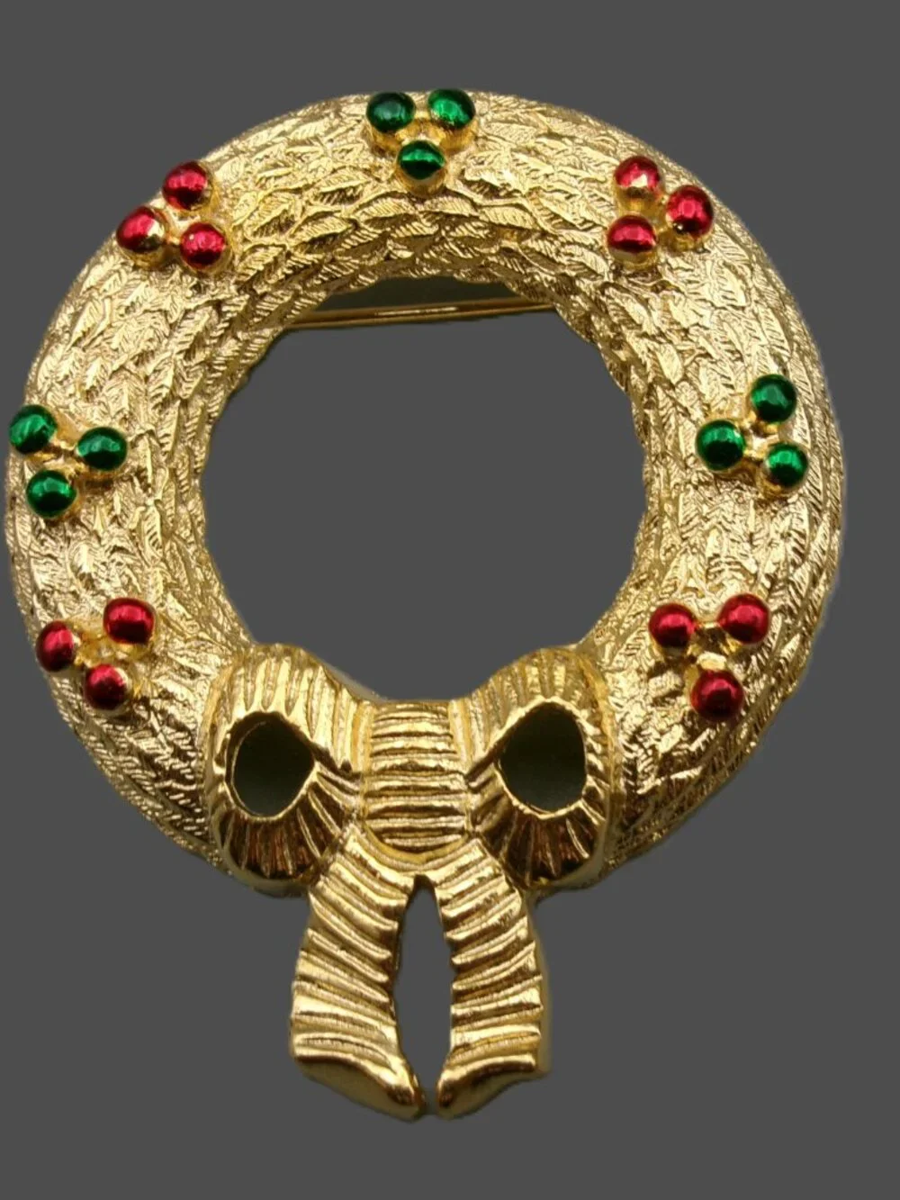 2 Gerry's Christmas Wreath Brooches, Vintage Jewelry Lot